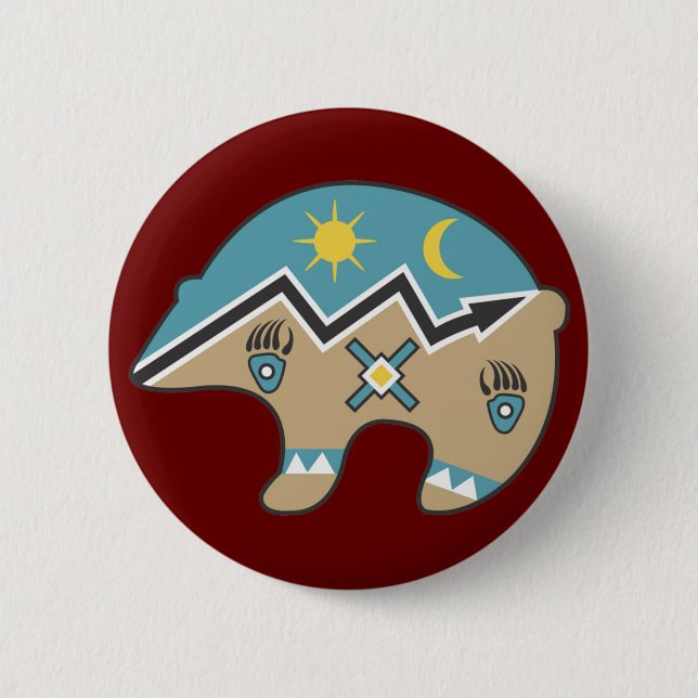 Tribal  Bear Design 6 Cm Round Badge (Front)