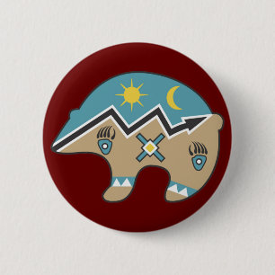 Tribal  Bear Design 6 Cm Round Badge