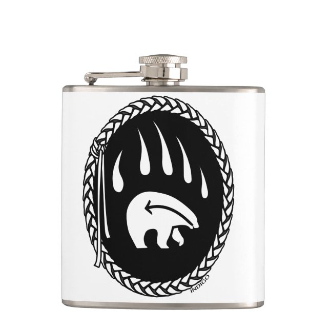 Tribal Bear Flask Custom Bear Claw Art Drink Flask (Front)