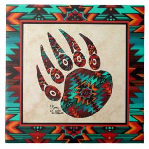 Tribal Bear Paw Ceramic Tile