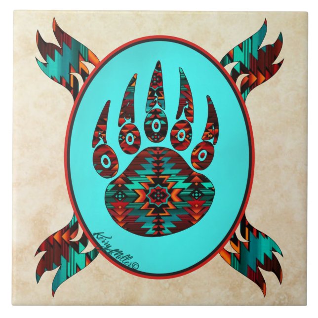 Tribal Bear Paw  Ceramic Tile (Front)