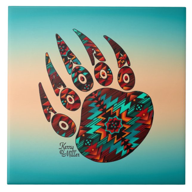 Tribal Bear Paw  Ceramic Tile (Front)