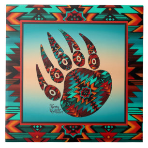 Tribal Bear Paw Ceramic Tile