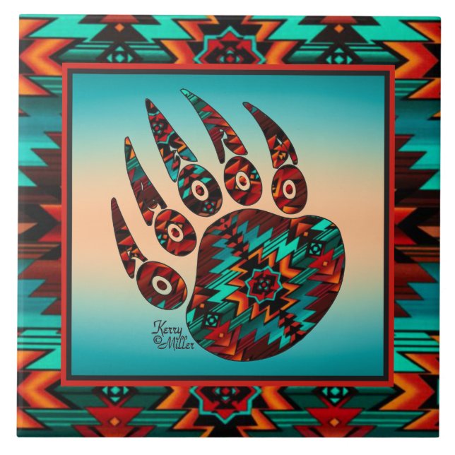 Tribal Bear Paw  Ceramic Tile (Front)