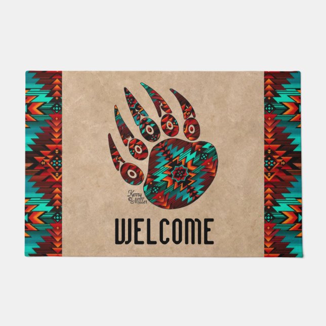 Tribal Bear Paw Doormat (Front)