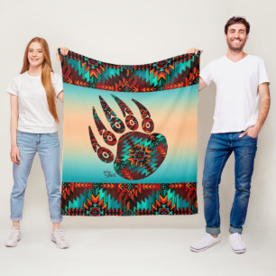 Tribal Bear Paw Fleece Blanket