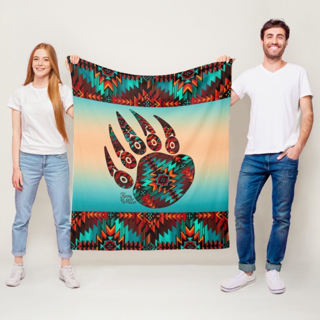 Tribal Bear Paw Fleece Blanket (In Situ)