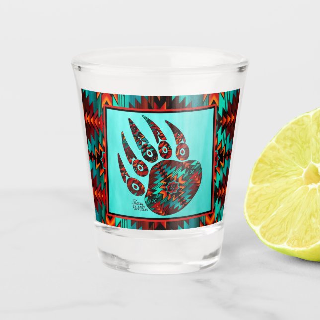 Tribal Bear Paw Shot Glass (Front)