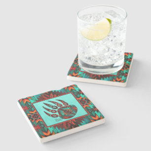 Tribal Bear Paw Stone Coaster