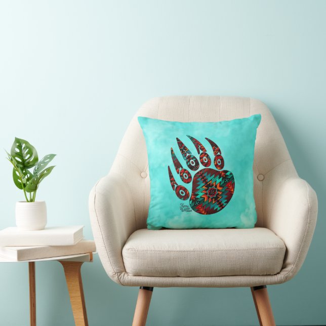 Tribal Bear Paw Throw Pillow (Chair)