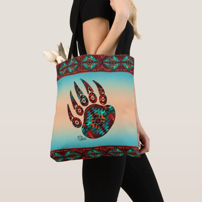 Tribal Bear Paw Tote Bag (Close Up)