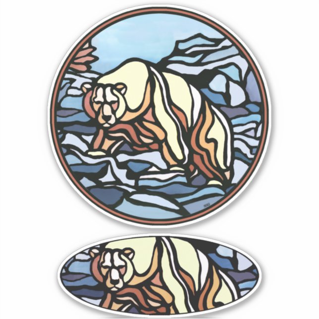 Tribal Bear Stickers Polar Bear Metis Art Decals (Front)