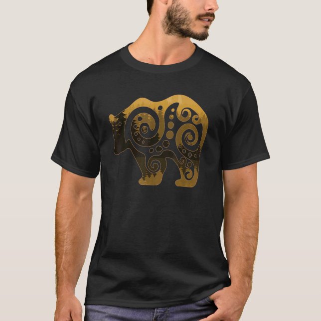 Tribal Bear Surreal Spirit Animal  Beige T-Shirt (Front)