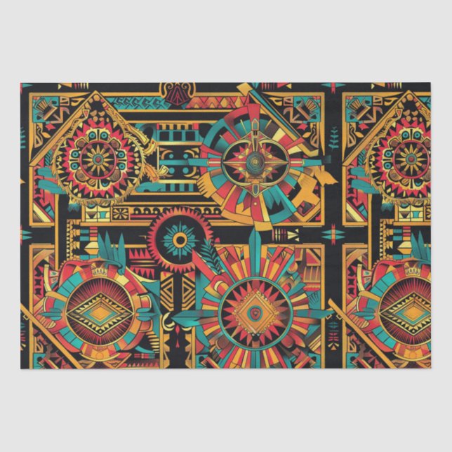 Tribal Beige "Aztec Dream" Wrapping Tissue Paper (Front)