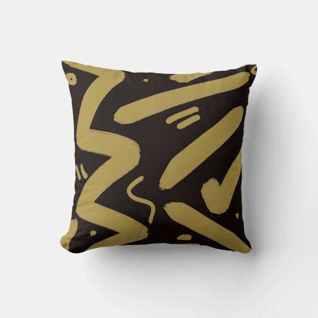Tribal Black and Gold Cushion (Front)