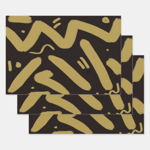 Tribal Black and Gold  Wrapping Paper Sheet