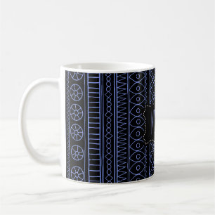 Tribal black blue Ethnic vintage retro pattern Mug