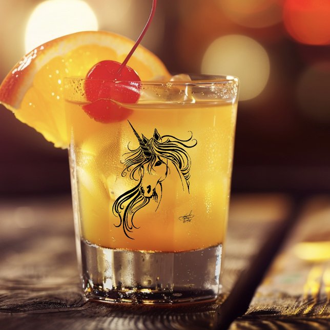 Tribal Black Ink Unicorn Shot Glass (Creator Uploaded)