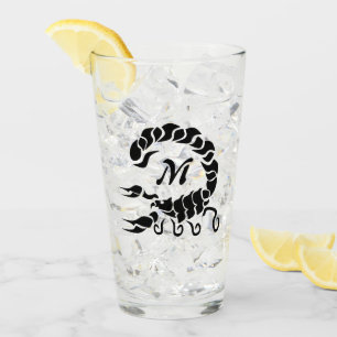 Tribal Black Scorpion Monogram Glass