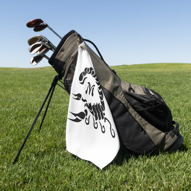 Tribal Black Scorpion Monogram Golf Towel (Green)