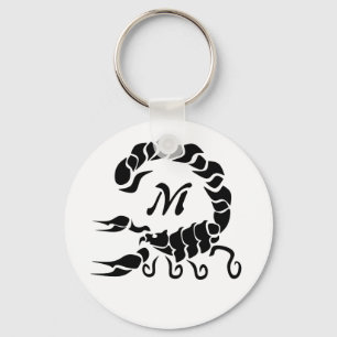 Tribal Black Scorpion Monogram Key Ring