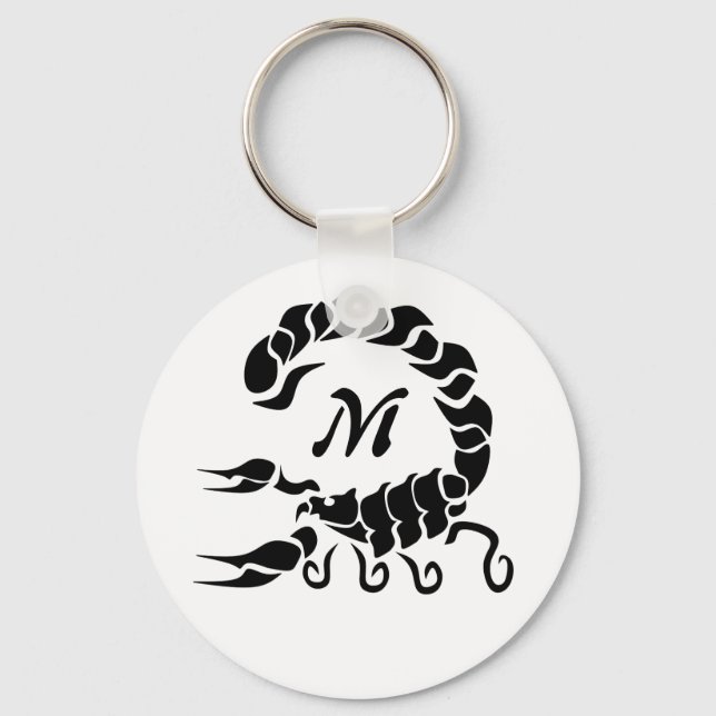 Tribal Black Scorpion Monogram Key Ring (Front)