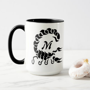 Tribal Black Scorpion Monogram Mug
