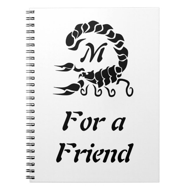 Tribal Black Scorpion Monogram Notebook (Front)