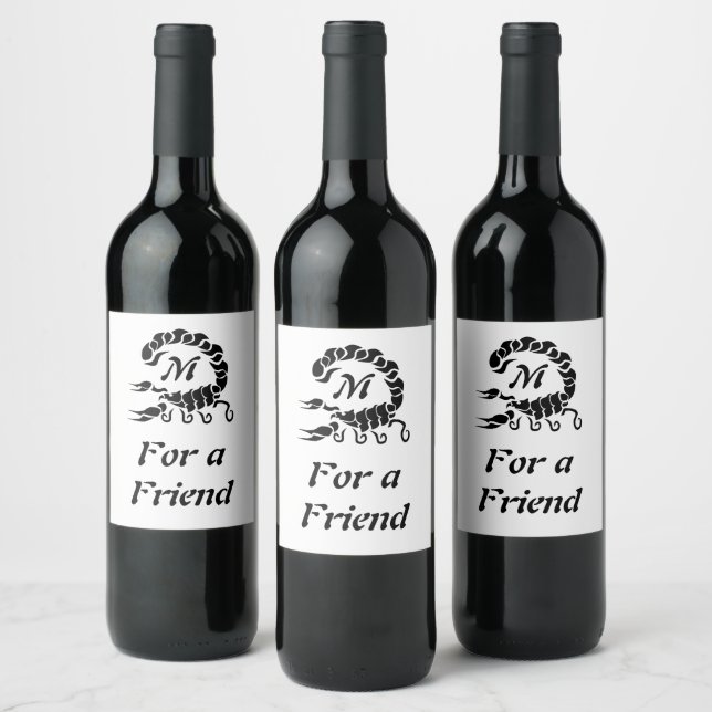Tribal Black Scorpion Monogram Wine Label (Bottles)