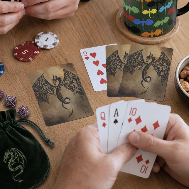 Tribal Black Stone Fantasy Dragon Playing Cards (Creator Uploaded)