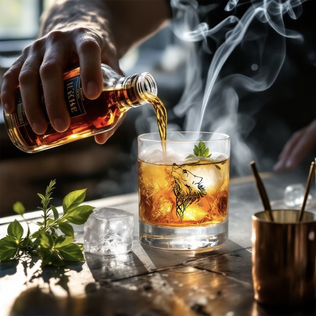 Tribal Black Wolf Howl Whiskey Glass (Creator Uploaded)