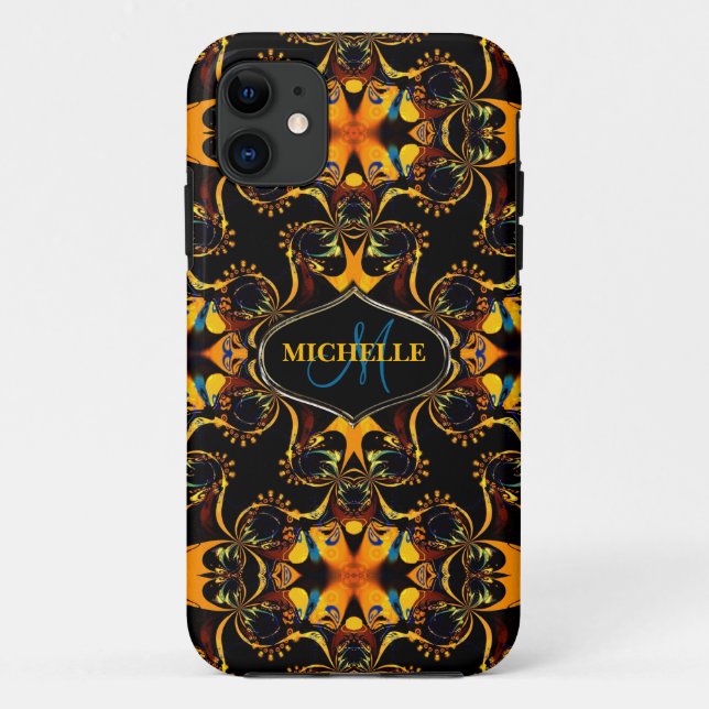 Tribal Blue Batik Custom Name iPhone Case-Mate Case-Mate iPhone Case (Back)
