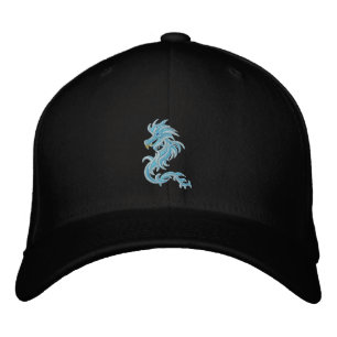 tribal blue dragon embroidered hat