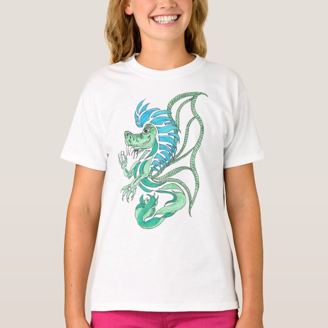 Tribal Blue Dragon T-Shirt (Front)