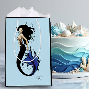 Tribal Blue Mermaid Elegant Fantasy Siren Medium Gift Bag