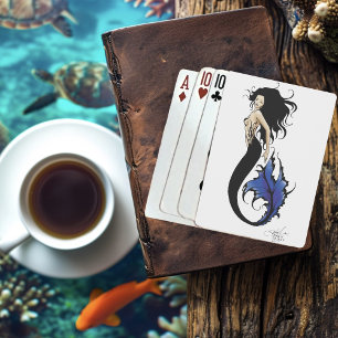 Tribal Blue Mermaid Elegant Fantasy Siren Playing Cards