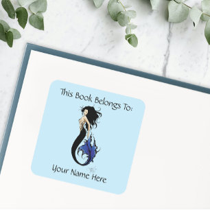 Tribal Blue Mermaid Elegant Fantasy Siren Square Sticker