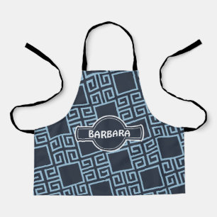 Tribal Blue White Minimal Pattern Apron