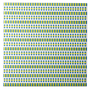 Tribal blue, yellow, and white Geometric pattern Tile