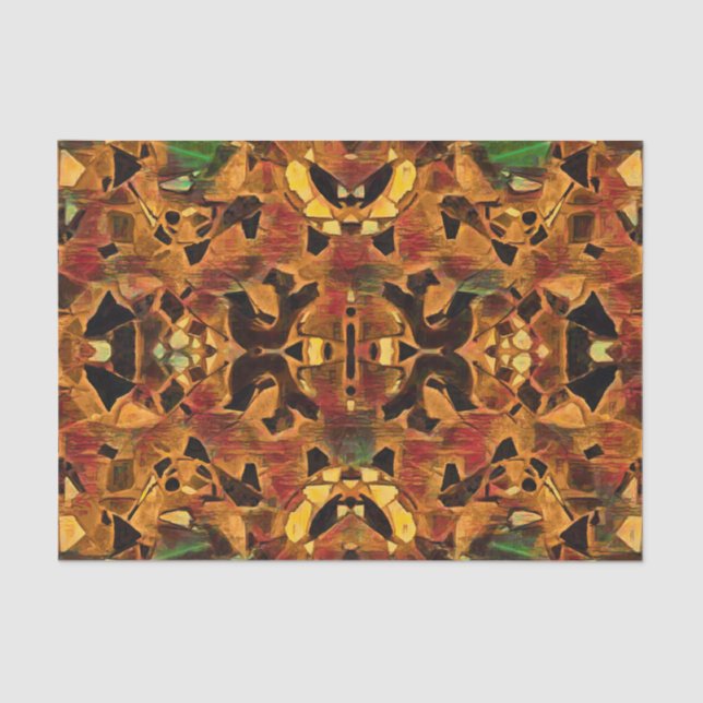 Tribal Bohemian Brown Green Red Mosaic Tissue Paper (Front)