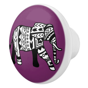 Tribal Bohemian Elephant Ceramic Knob