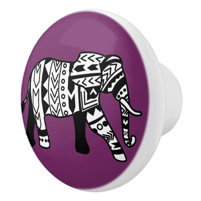 Tribal Bohemian Elephant Ceramic Knob (Right)