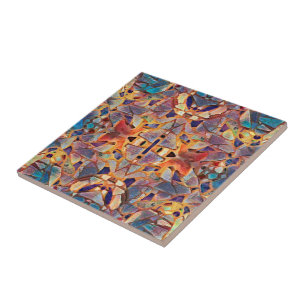 Tribal Bohemian Hippie Purple Yellow Blue Pattern Ceramic Tile