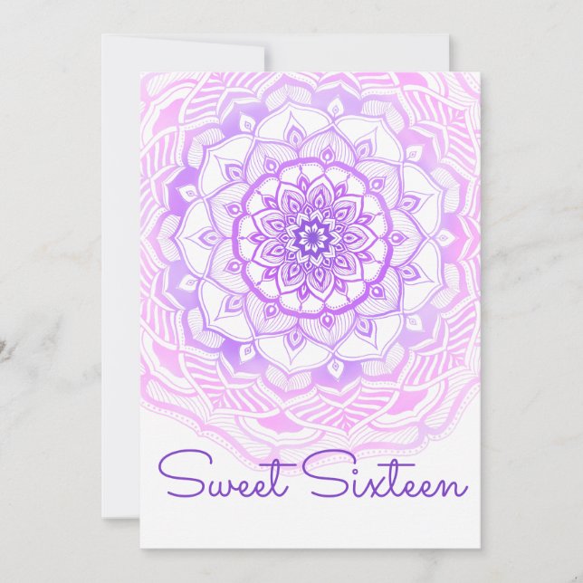 Tribal Bohemian Mandala Purple Sweet Sixteen Invitation (Front)