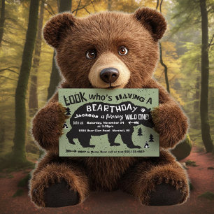 Tribal Boho Bear Birthday Wild One! Invitation