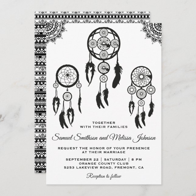 Tribal Boho Dream Catcher Wedding Invitation (Front/Back)