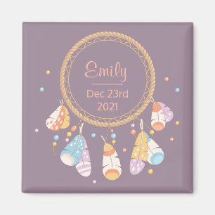 Tribal Boho Dreamcatcher New Baby Keepsake Purple Magnet