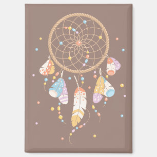 Tribal Boho Dreamcatcher On Brown V2 Magnet