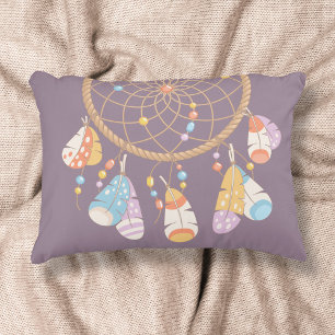 Tribal Boho Dreamcatcher on Purple Decorative Cushion