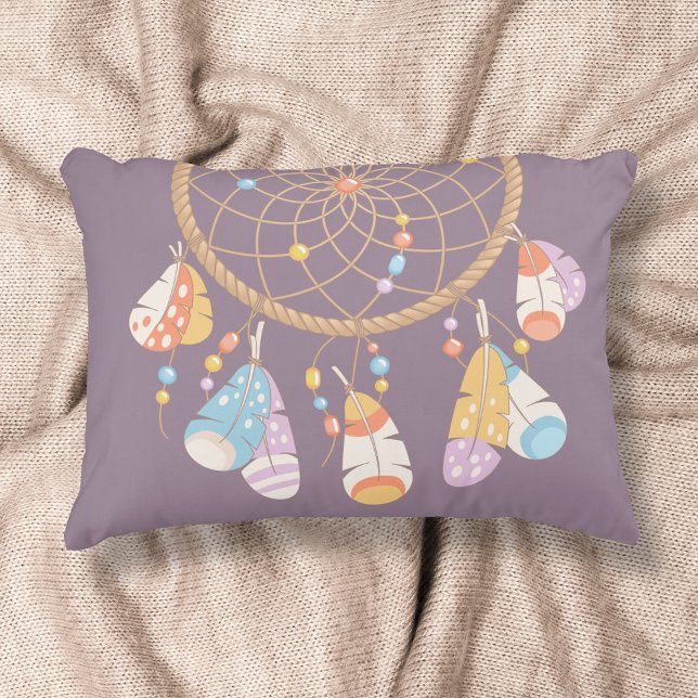 Tribal Boho Dreamcatcher on Purple Decorative Cushion (Creator Uploaded)